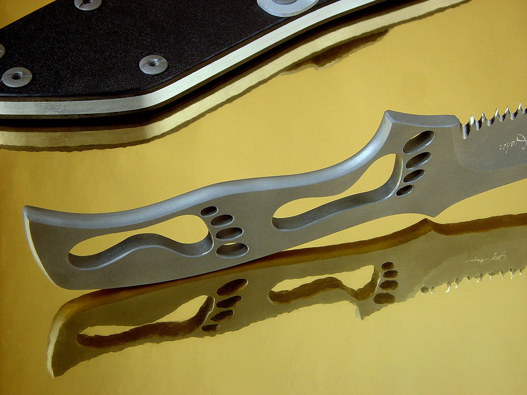 "PJSK Viper" skeletonized tactical combat, rescue, CSAR knife in ATS-34 high molybdenum stainless steel blade, kydex, aluminum, stainless steel, titanium