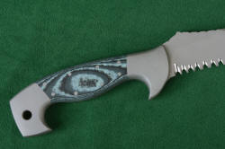 "Arctica" reverse side handle detail. Scales are G10 fiberglass/epoxy composite, mounted with eight stainless steel pins