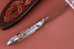 "Chicoma" handle inside tang detail. All surfaces contoured, rounded, blended for comfort, matched and tightly fit