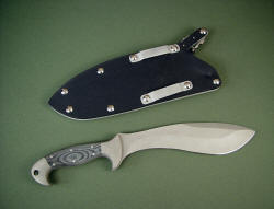 Reverse side view: Horrocks combat tactical knife in stainless steel, micarta. Locking sheath is tactical combat grade