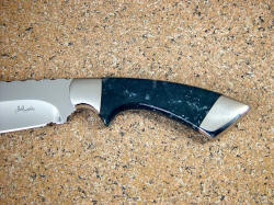 "Jungle Bowie" handle detail: Indian Green Moss Agate Gemstone
