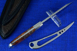 "Mariner" Custom Knife, spine edgework, filework detail. Design is geometric and complete, along fully tapered tang