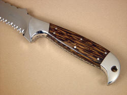 "PJLT" obverse side handle detail. Black Plam wood is beautiful, hard and resinous and sealed. 