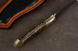 "Tarazed" inside handle tang view. Bolsters are dovetailed, contoured, rounded and finished for comfort