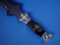 Australian black nephrite jade with Apache Gold (chrysopyrite and slate) mosaic on dagger handle